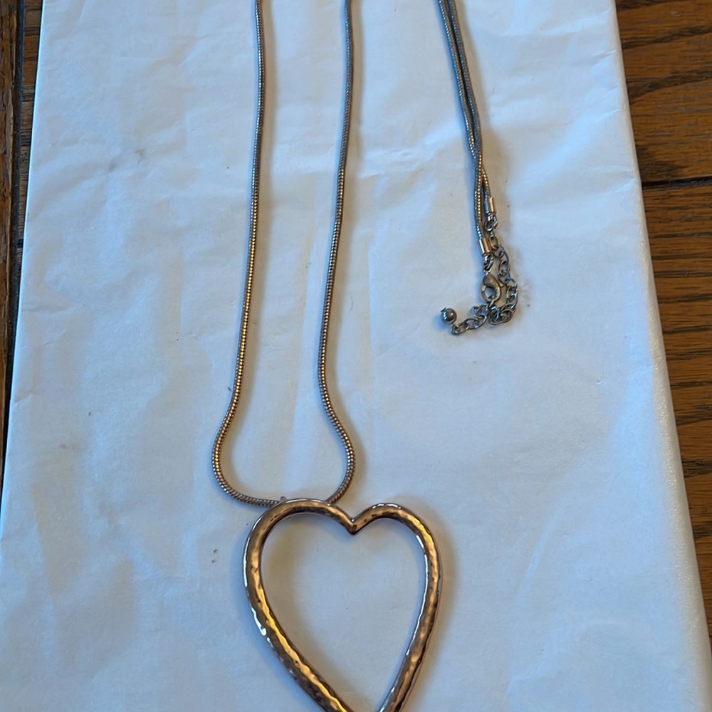 Rose Gold Off Set Heart Necklace - Picture 2 of 5